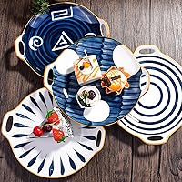 Vista 4 de Juego de 2 platos de cerámica con mango para aperitivo de postre japonés