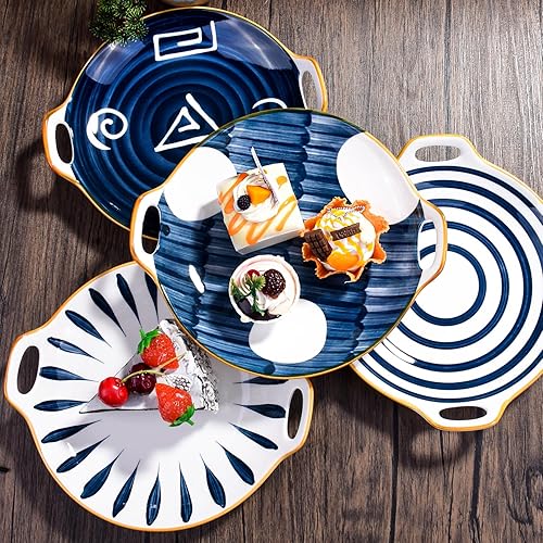 Miniatura 4 de Juego de 2 platos de cerámica con mango para aperitivo de postre japonés