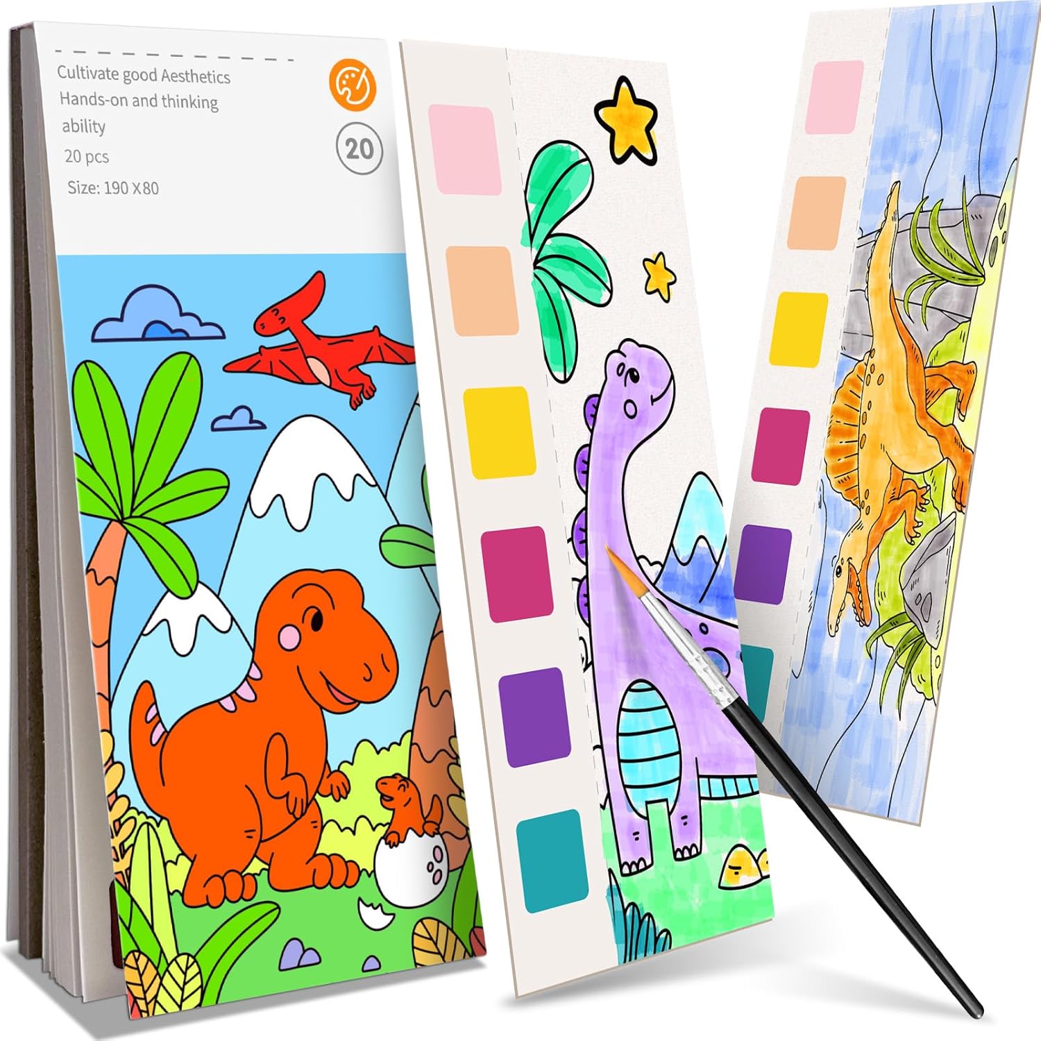 ZHOC Paint with Water Coloring Books for Kids, Pocket Mess Free Watercolor Painting Sets for Kids Ages 3 4 5 6 7 8+, Water Color Paint Set Arts and Crafts Gift for Boys Girls, Dinosaur