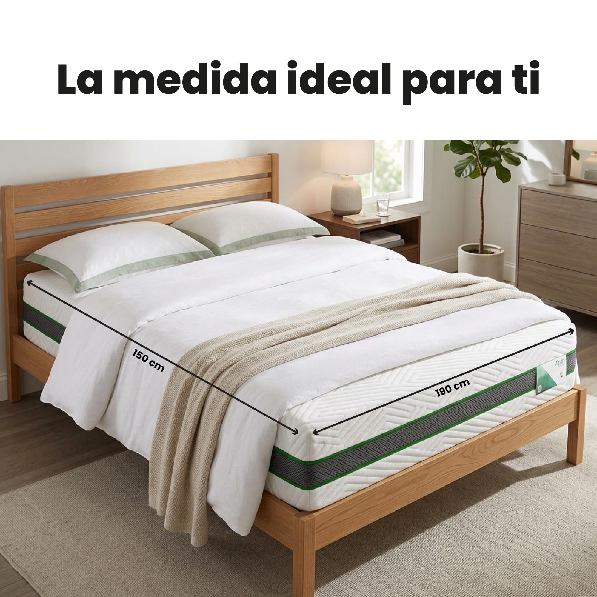 Colchón de látex 100% Pardo Alcor 22 cm suave y agradable - 105x190 cm