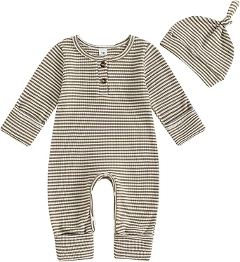 Newborn Baby Boy Romper Coming Home Outfit Infant Long Sleeve One Piece Jumpsuit Fall Winter Clothes