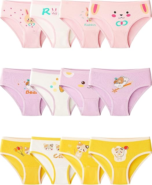 Adorel Girls Knickers Underpants Cotton Underwear Pack of 12 Briefs Rabbit 2-4 Years (Manufacturer Size S )