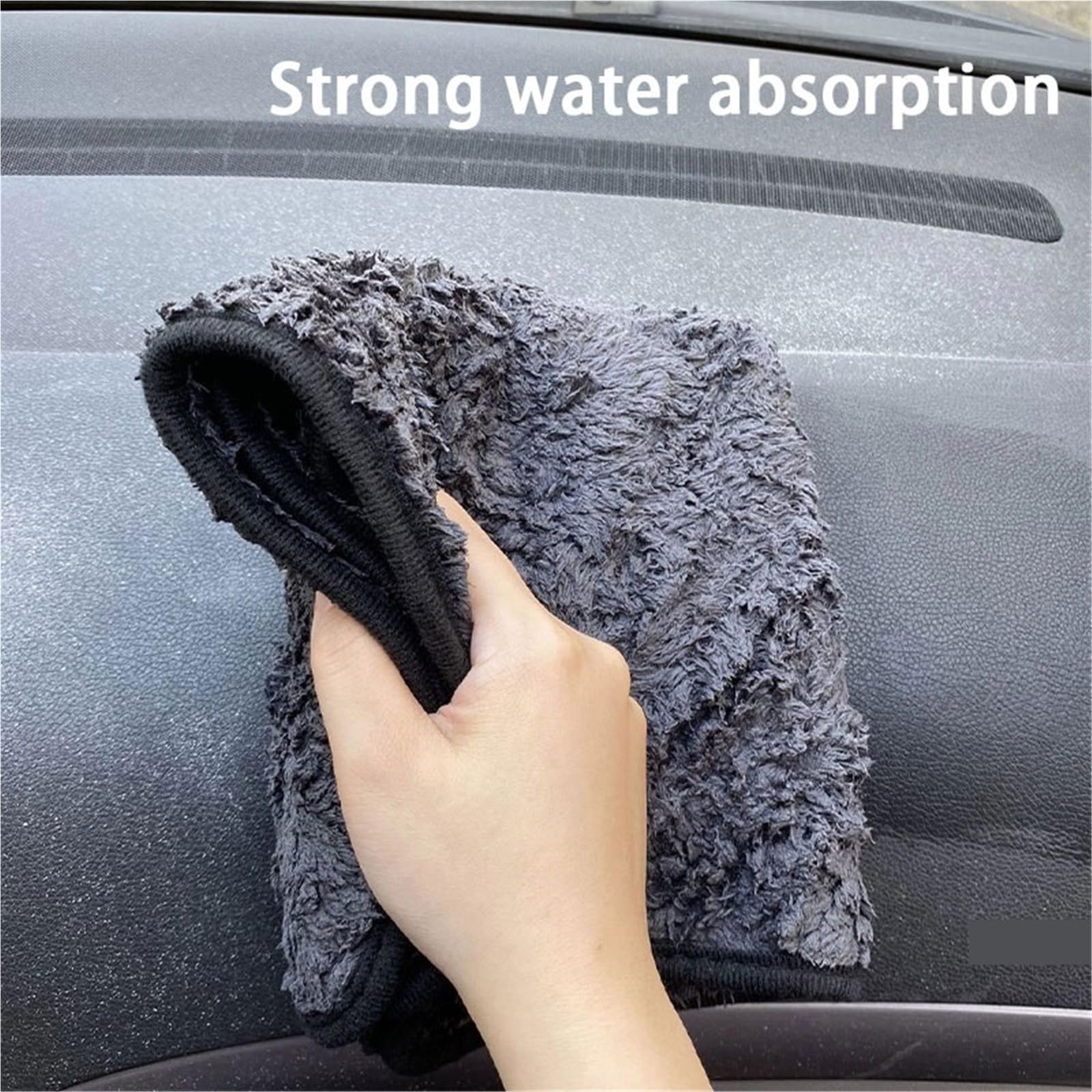40x40CM Car Wash Microfiber Towel Thickened Super Absorption Car Cleaning Drying Cloth Hemming Towels Detailing Care Rags Gray — view 5