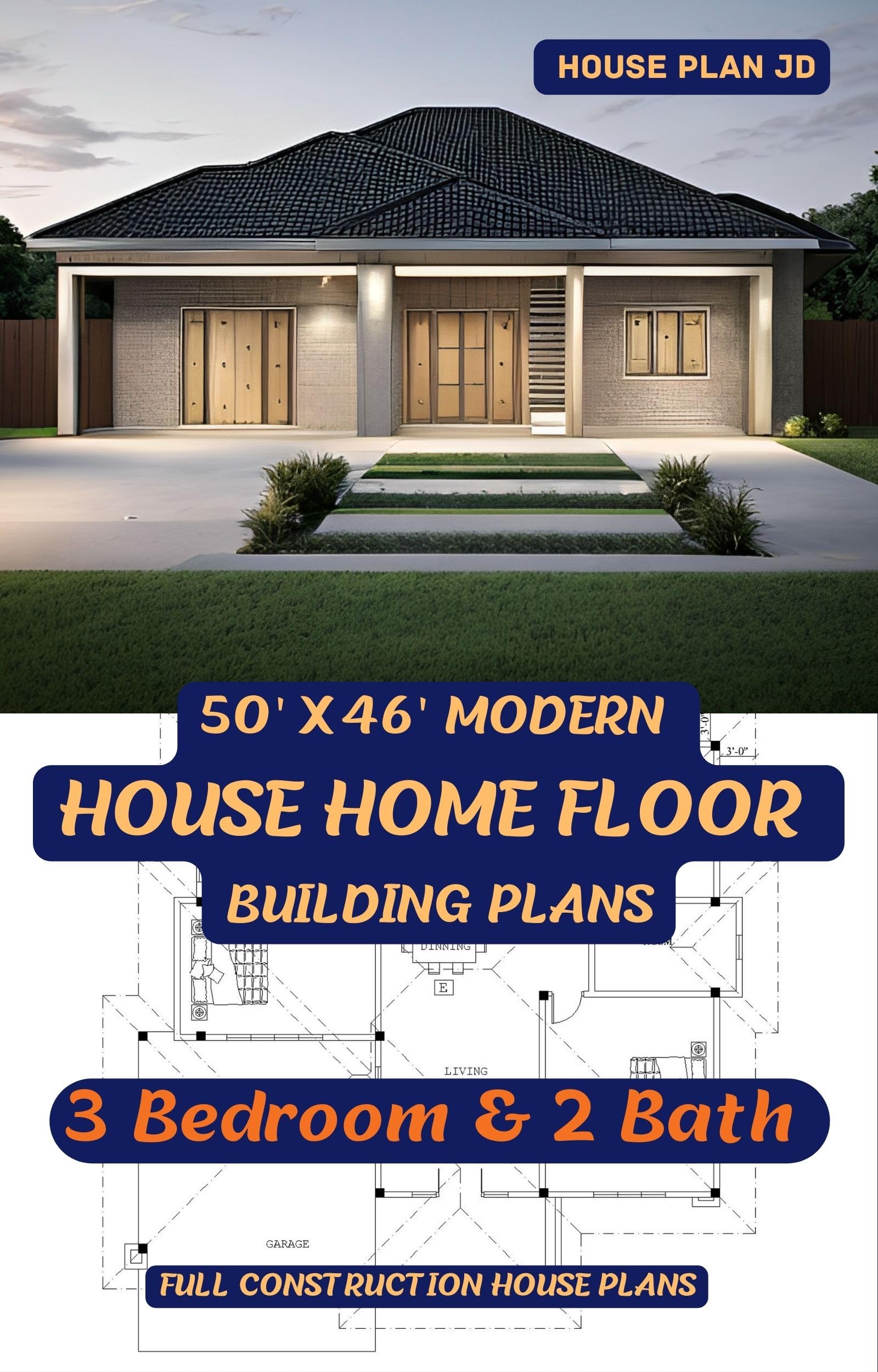 Plan maison de plain-pied moderne 3 chambres pour une vie de famille fluide
