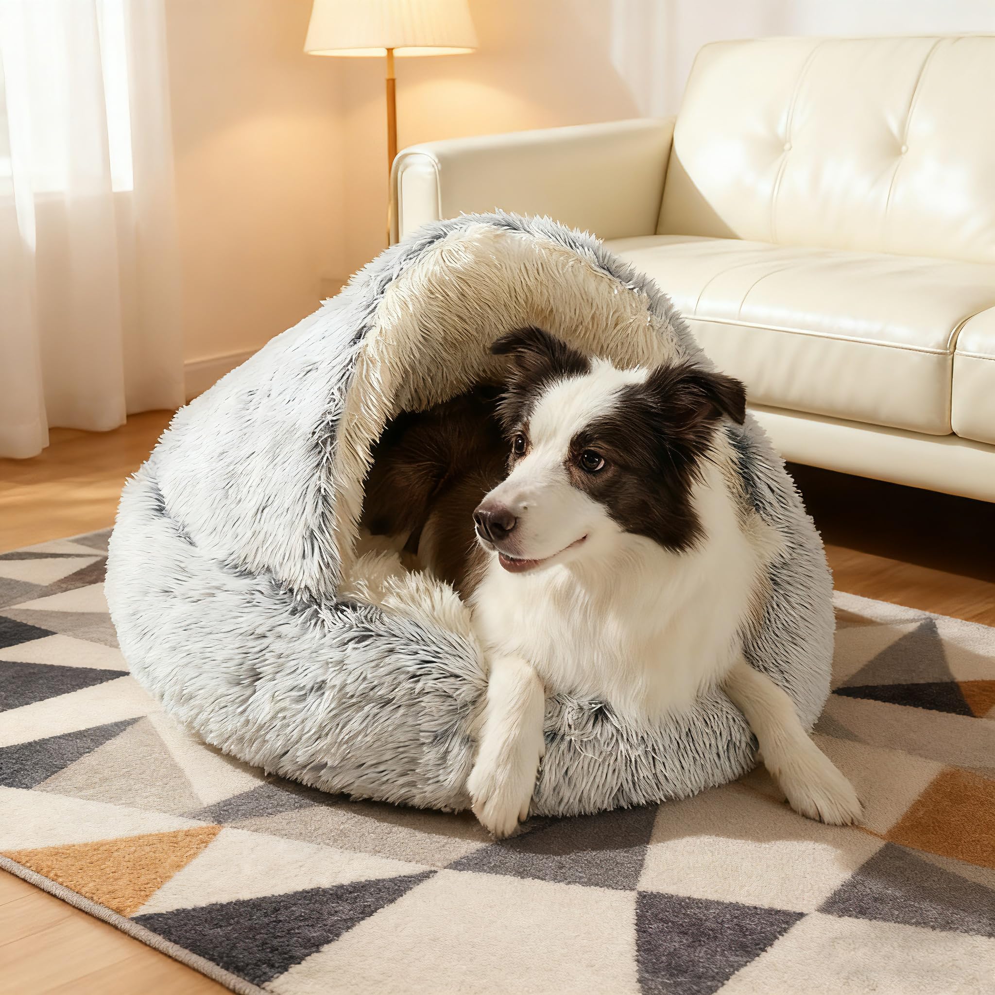 SHJOEE Flauschig Hundebett Muschelform 50cm Katzenbett Warm Tierbett Haustierbett Waschbar Hundesofa Katzensofa Plüsch Hundekorb Katzenkorb Weiche Kuschelbett für Den Schlaf im Innenbereich