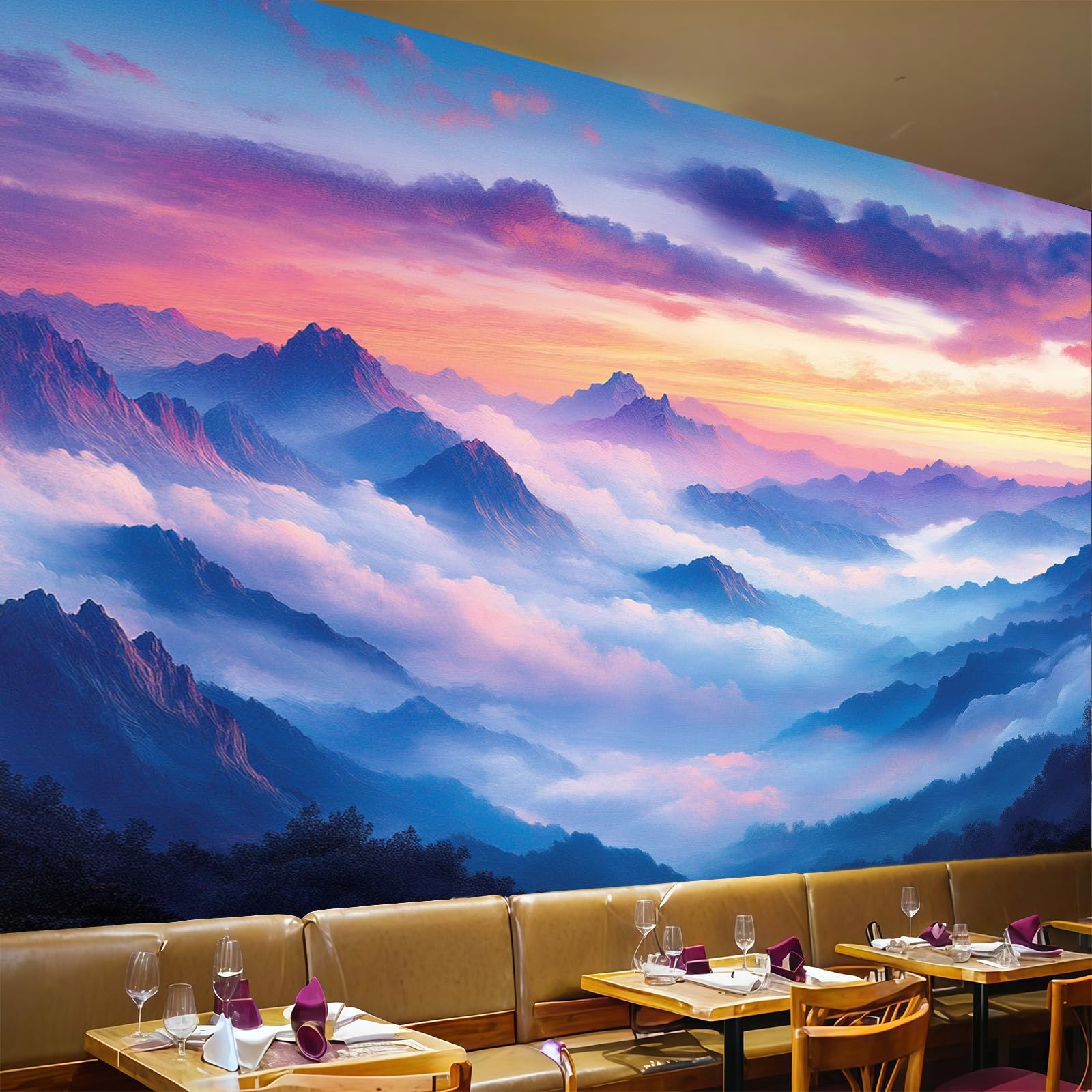 Papier peint intissé coucher de soleil 450 x 315 cm pour masquer les défauts d'un mur