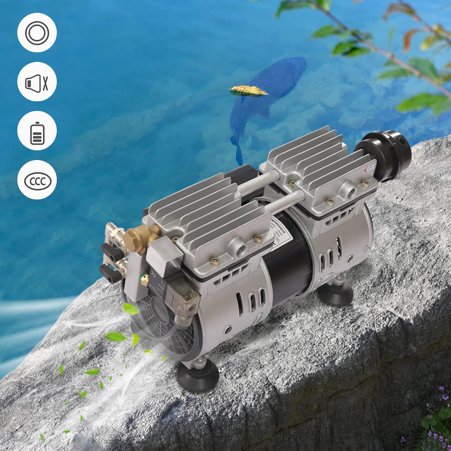 Lake Aeration System, 110V 3/4HP Pond Aerator Air Compressor Aeration Pumps for Deep Water Subsurface Aeration of Ponds and Lakes