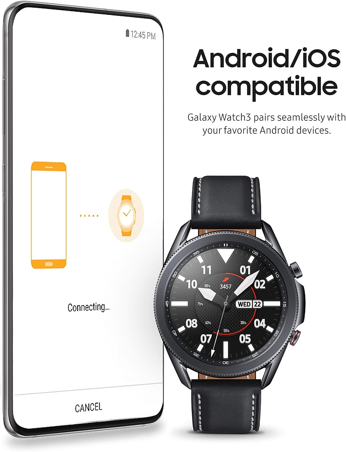 ایگرد | قیمت و خرید Samsung Galaxy Watch 3 (45mm, GPS, Bluetooth, Unlocked  LTE) Smart Watch with Advanced Health monitoring, Fitness Tracking , and  Long lasting Battery - Mystic Black (US Version) (Renewed)
