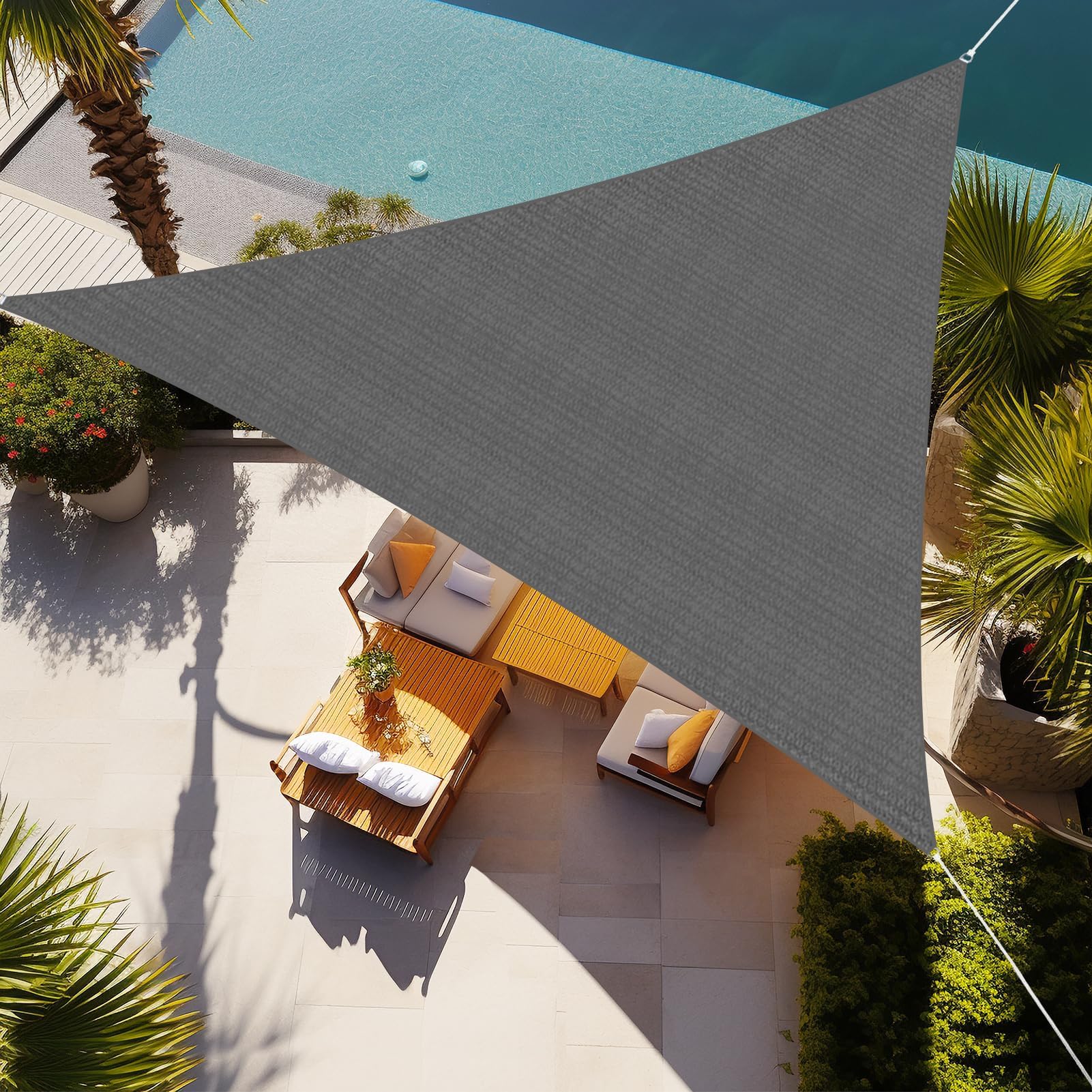 Shade&Beyond Sonnensegel Dreieckig | Premium HDPE | UV-Schutz 50+ & atmungsaktiv | für Garten, Balkon, Terrasse | inkl. Befestigungsseile | Größen anpassbar | 3x5.5x6.3m Grau Anthrazit