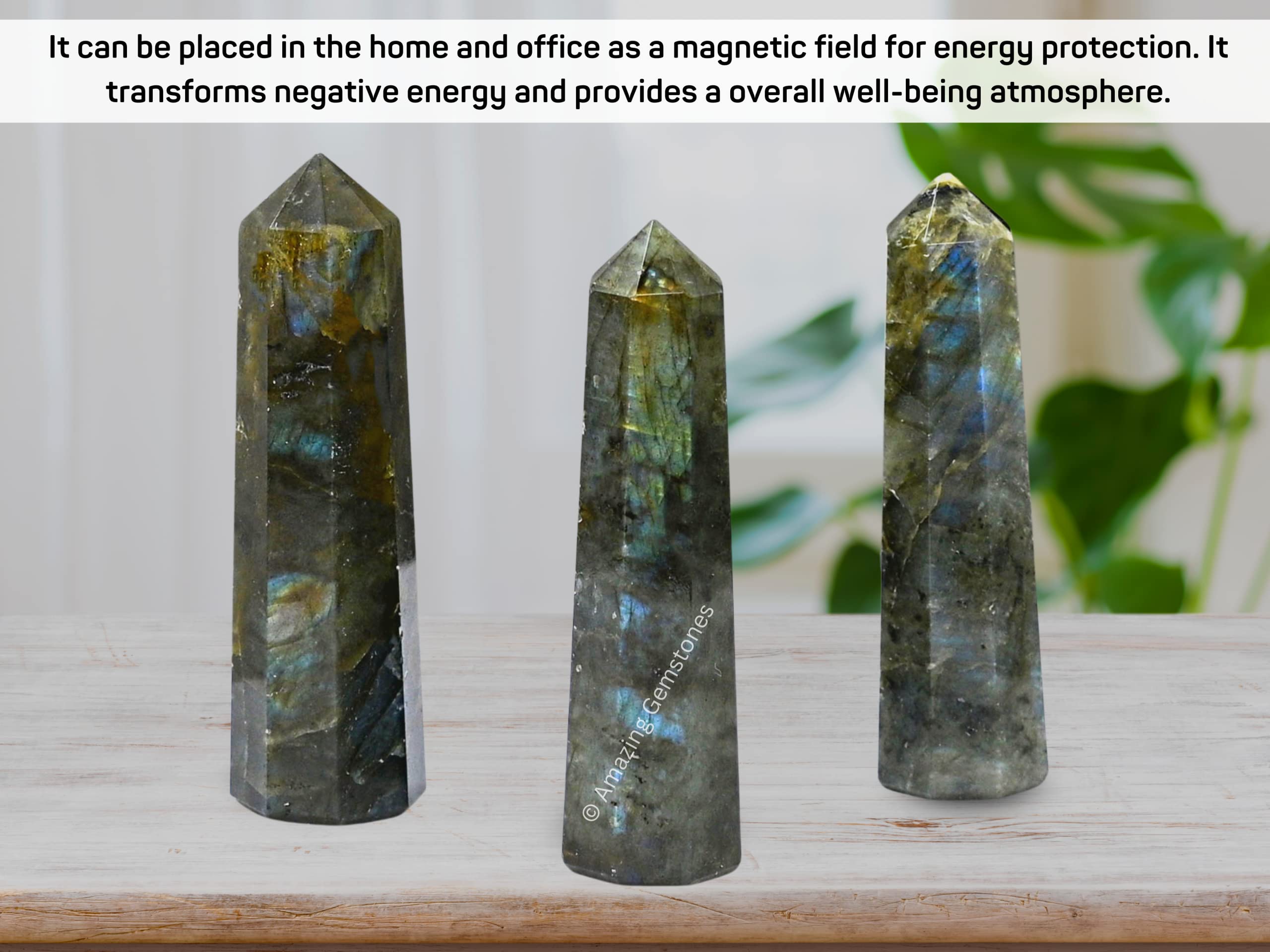 Labradorit-Kristallturm – Heilkristall zum Energieausgleich – 3 bis 4 Zoll großer Kristall für spirituelle Heilung, Heimdekoration und Wellness
