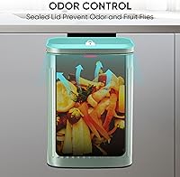 Vista 32 de 2.11Gallon 8L Carbon Steel Trash Can Door Compost Bin Wall Mounted 2 Ways Sliding Lid Compost Bin Countertop Kitchen Hanging Cabinet Door Trash Bin