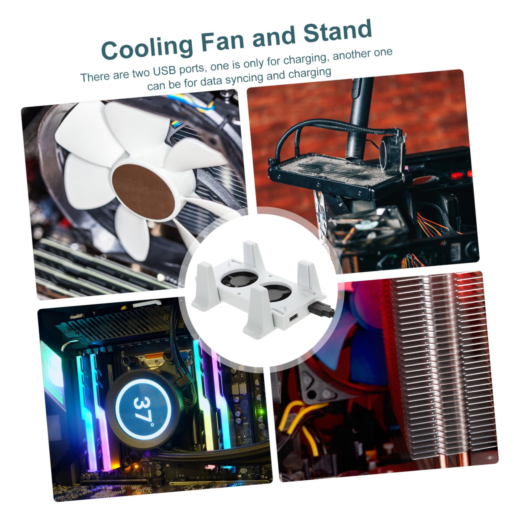 Tofficu Base de Ventilador de Enfriamiento con 3 Velocidades Ajustables y Doble Puerto USB, Soporte Vertical de Abs con Disipación de Calor y Luces LED para Carga