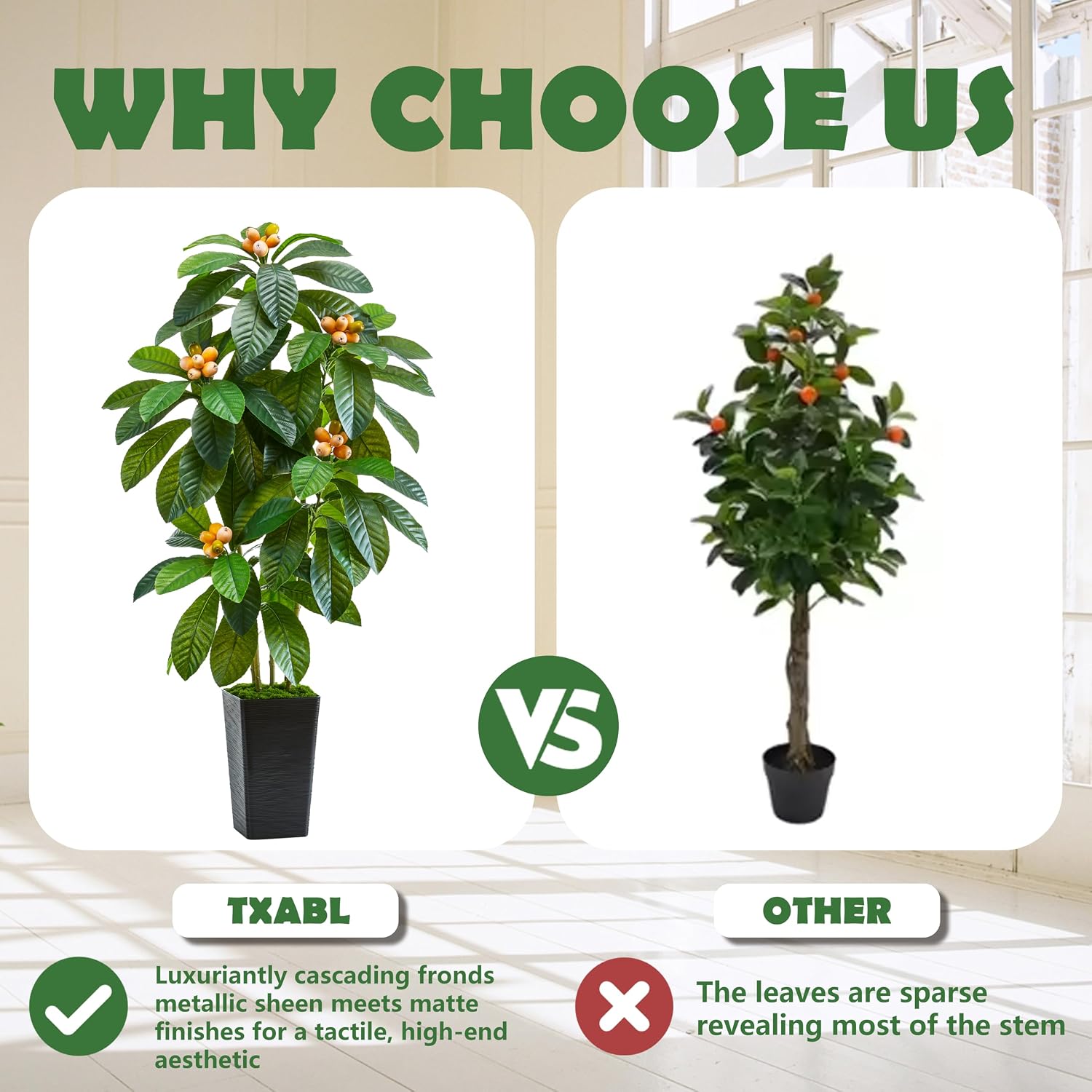 Artificial Loquat Tree Japanese Medlar Tropical Fruiting Plant Tall Artificial Plants Indoor-Loquat Tree Large Fruiting Silk Tree for Home Office Living Room Decor Indoor (Black Tall, 5FT)