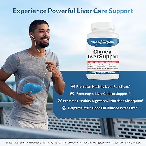 Miniatura 5 de Natural Wellness Apoyo clínico hepático  Mezcla de cardo mariano y curcumina formulada por médicos para desintoxicación, reparación y función