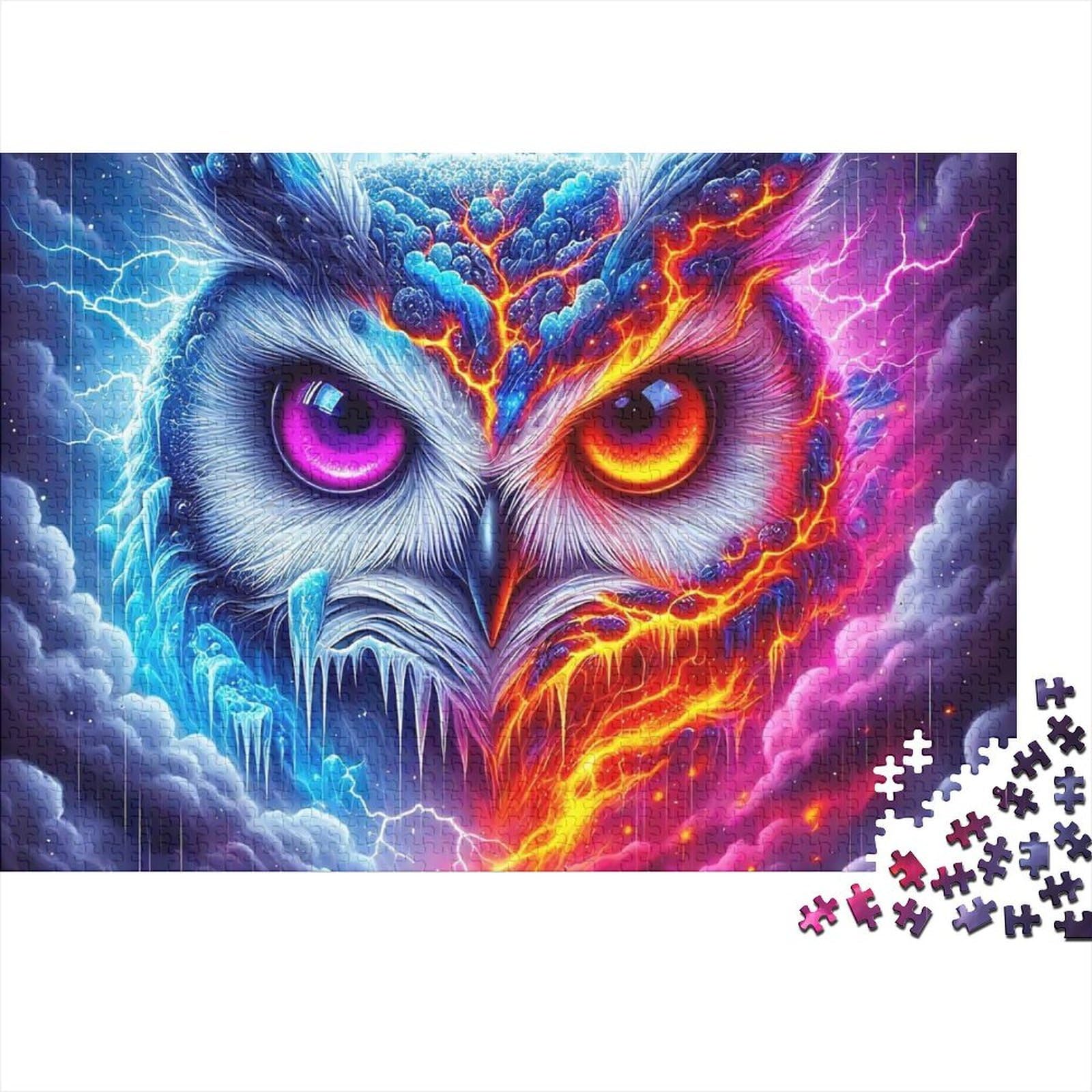 Colorful Owl 1000 Piece Jigsaw Puzzle for Adults Psychedelic Art Style Family Game 38x26cm/1000pcs — image 1