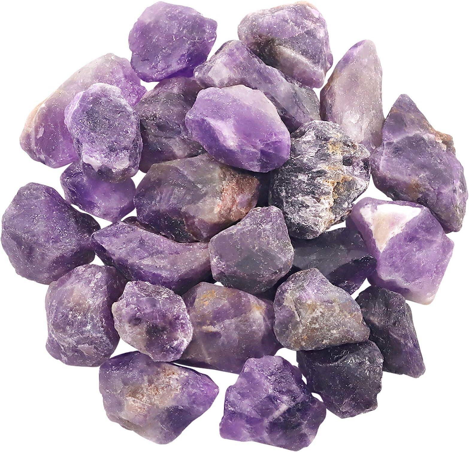 Hilitchi 1lb Bulk Raw Amethyst Stone Rough Crystal Stone for Cabbing, Tumbling, Cutting, Polishing, Wire Wrapping,Gem Mining, Wicca, Reiki and Crystal Healing