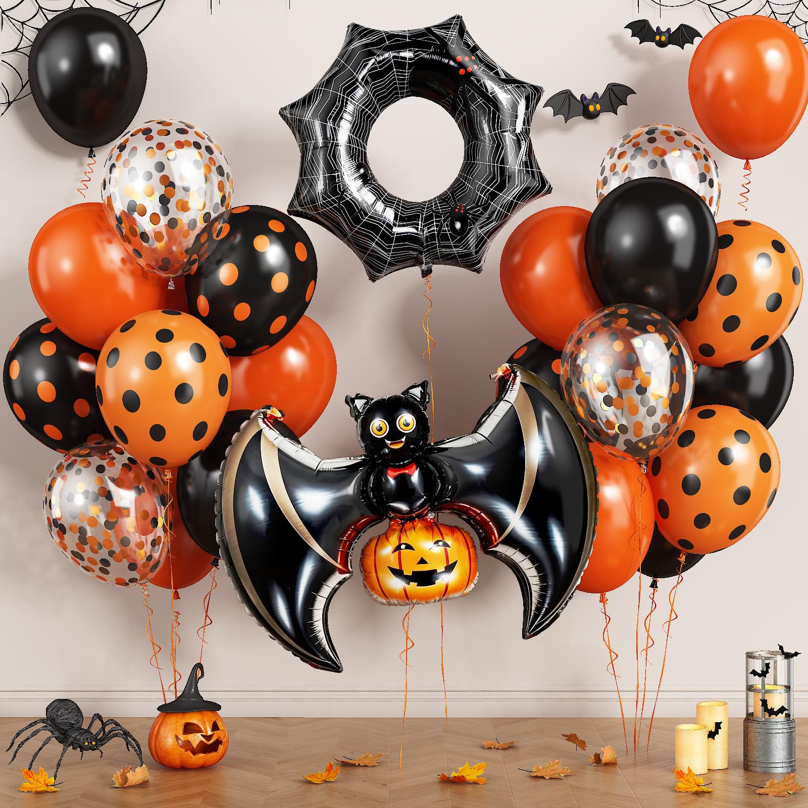Halloween Black Orange Balloons Pumpkin Bat Spider Foil Balloon Party Decor — image 1