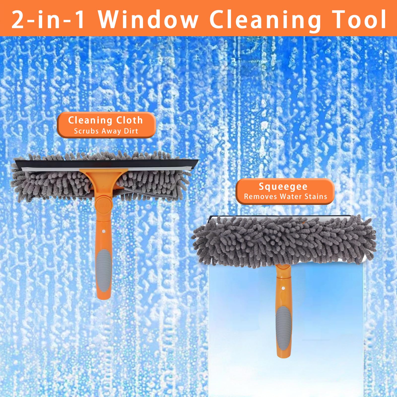 MC-Hotfire 3.95m Window Squeegee Cleaner Tool Kit, 10-Section Connectable Pole with Gutter Cleaning Tools - Image 3