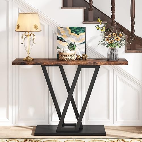 Miniatura 5 de LITTLE TREE Mesa consola de pasillo para entrada, mesa de sofá de 43 pulgadas, mesas de entrada para sala de estar, marrón rústico