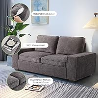 Vista 15 de LEISLAND Sofás modernos de 88.58 pulgadas para sala de estar, sofás y sofás de felpilla con reposabrazos cuadrados, cojín extraíble de respaldo bajo