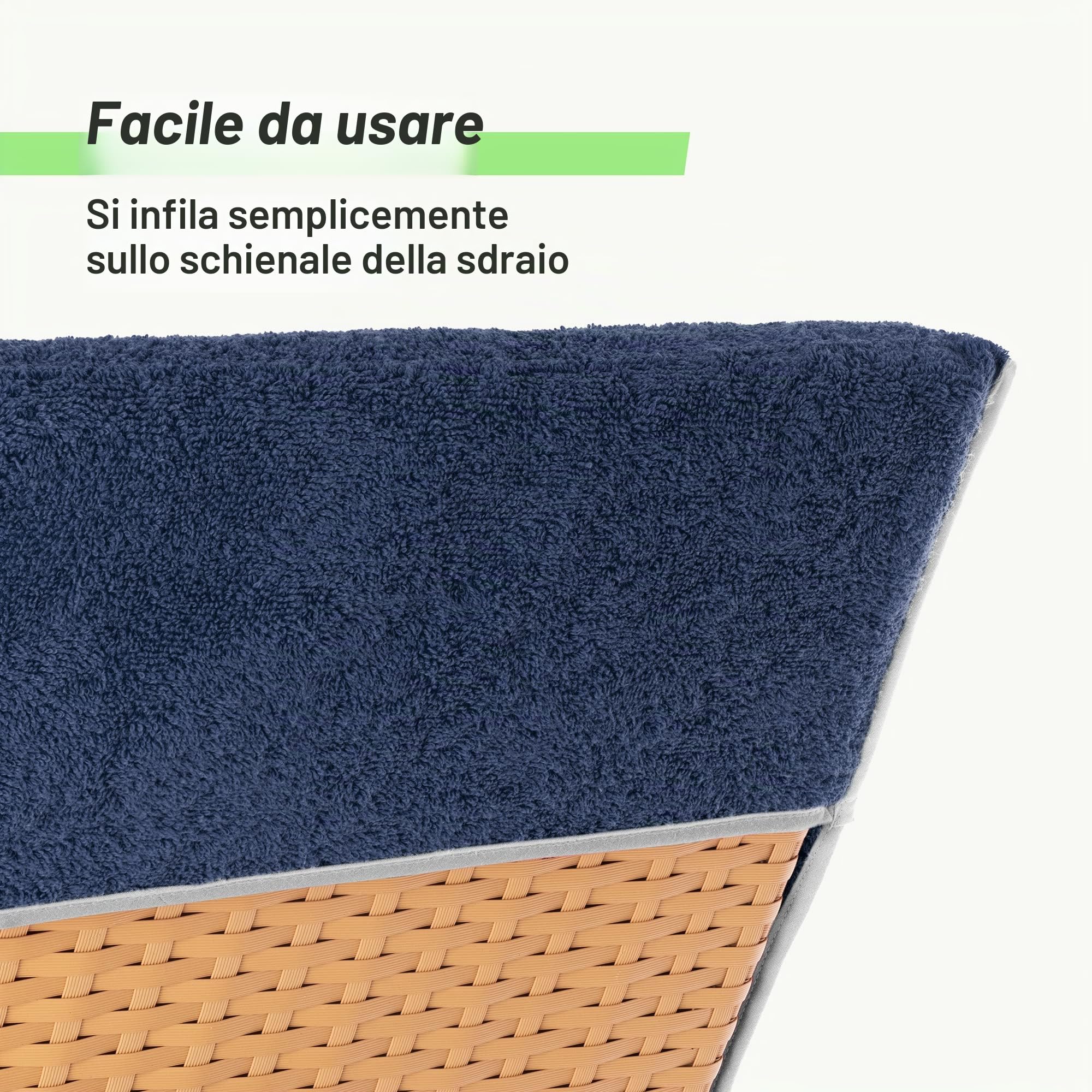 JEMIDI Copertura Sdraio Giardino - Rivestimento Lettino Prendisole Spiaggia Piscina - Copri Sdraio Esterno - Telo Mare XXL Spugna Moderno 80x200 cm