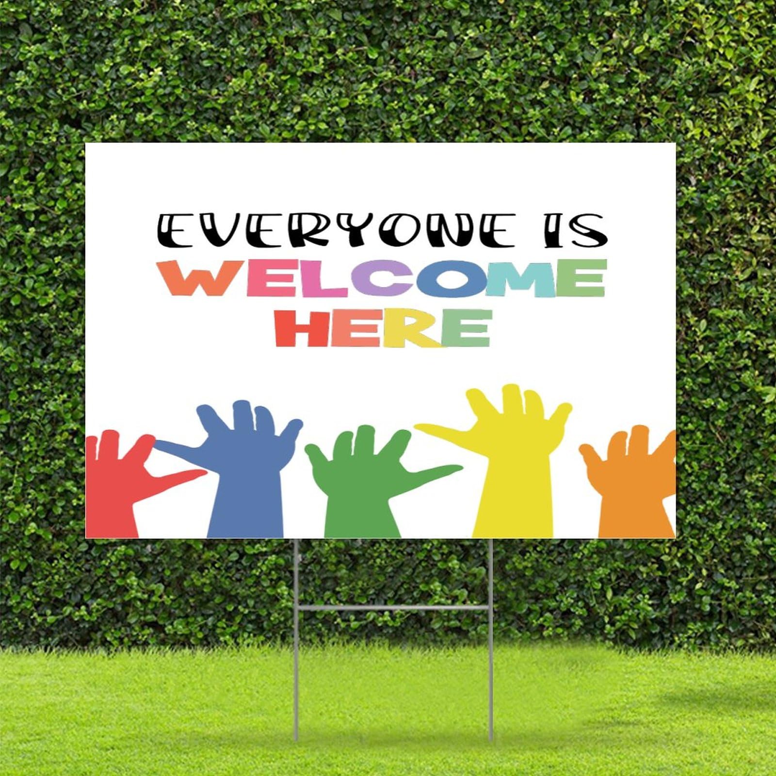Hafhue Gartenflagge 'Everyone Is Welcome Here' – 30,5 X 45,7 Cm, Doppelseitig, Aus Wetterfestem Leinen, Für Terrasse, Garten & Als Inklusives Geschenk