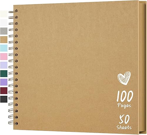 Vista 24 de Álbum de recortes de 8 x 8 pulgadas, álbum de recortes de papel kraft de tapa dura, álbumes de fotos, 40 páginas, perfecto para fotos de 4 x 6 / 5 x