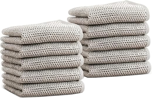 GLOCALL Multipurpose Wire Dishwashing Rags for Wet and Dry, 2024 New Non-Scratch Wire Dishcloth Scrubbing Wire Dishwashing Rag, Reusable Metal Wire Dishwashing Cloth for Home Kitchen Cooktop (5)