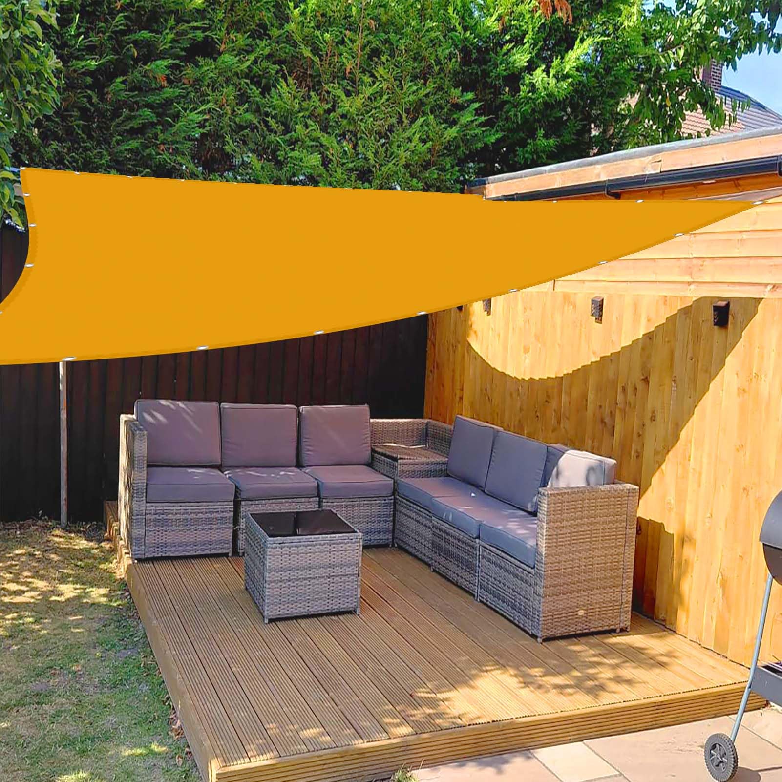 Żagiel Przeciwsłoneczny 220 x 450 cm Wody Zadaszenie Promieni UV Żagiel Przeciwsłoneczny Kwadratowy Powlekany Pu Tkanina Oxford Wiatroszczelność Do Kempingu Dachu Tarasie, Złoto