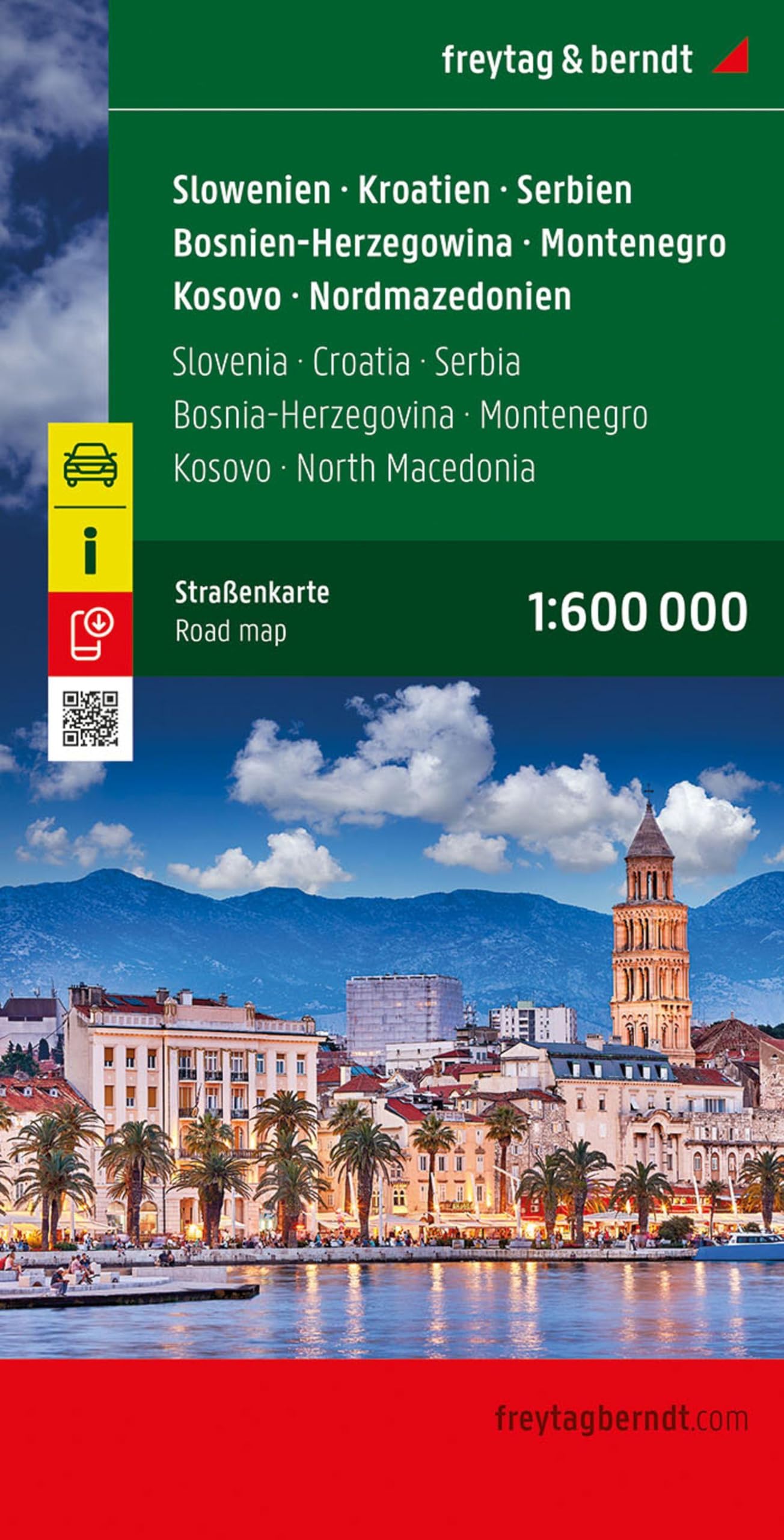 Slovenia - Croatia - Serbia - Montenegro Bosnia Herzegovina: Westlicher Balkan, mit Infos: 1:600 000