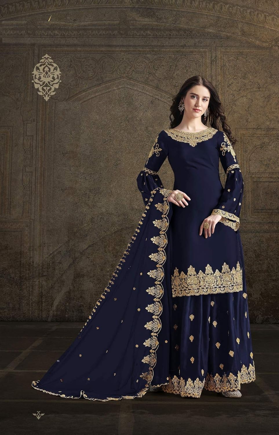 Ready to Wear Indian Pakistani Wedding Wear Palazzo Style Salwar Suit for Women