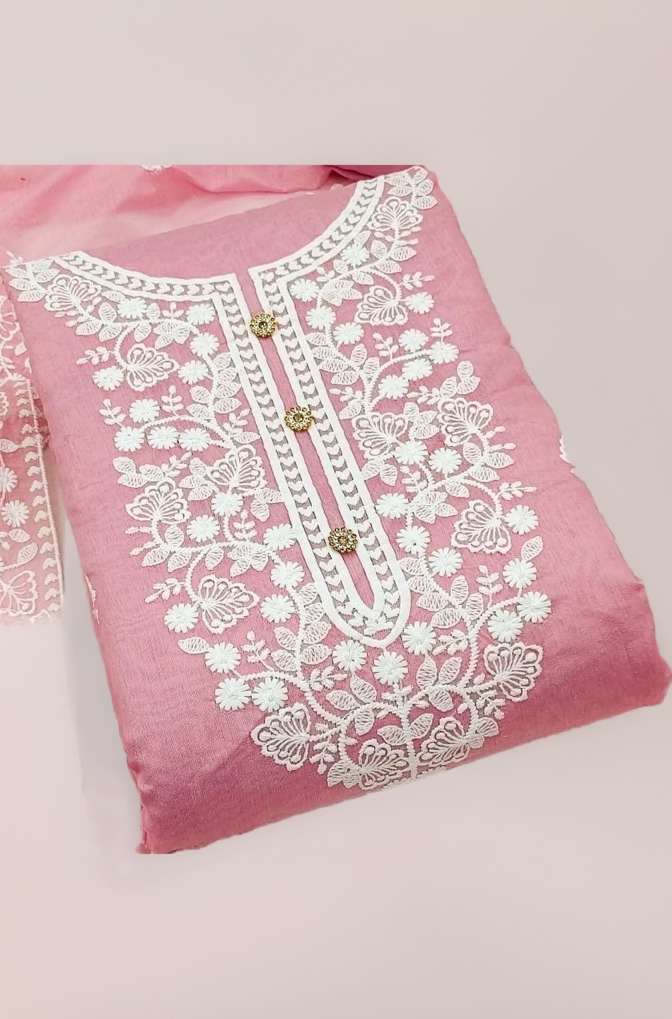 Sidhidata Women's Heavy Cotton Embroidery Work Unstitched Salwar Suit Dress Material With Chanderi Work Dupatta (Free Size)