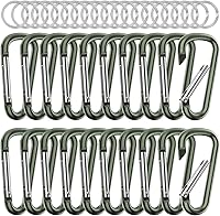Vista 13 de sprookber Llavero pequeño de mosquetón de 2.28 pulgadas, clip caribeaner de anillo en D, clip para llave Caribeener multiusos, juego de 20