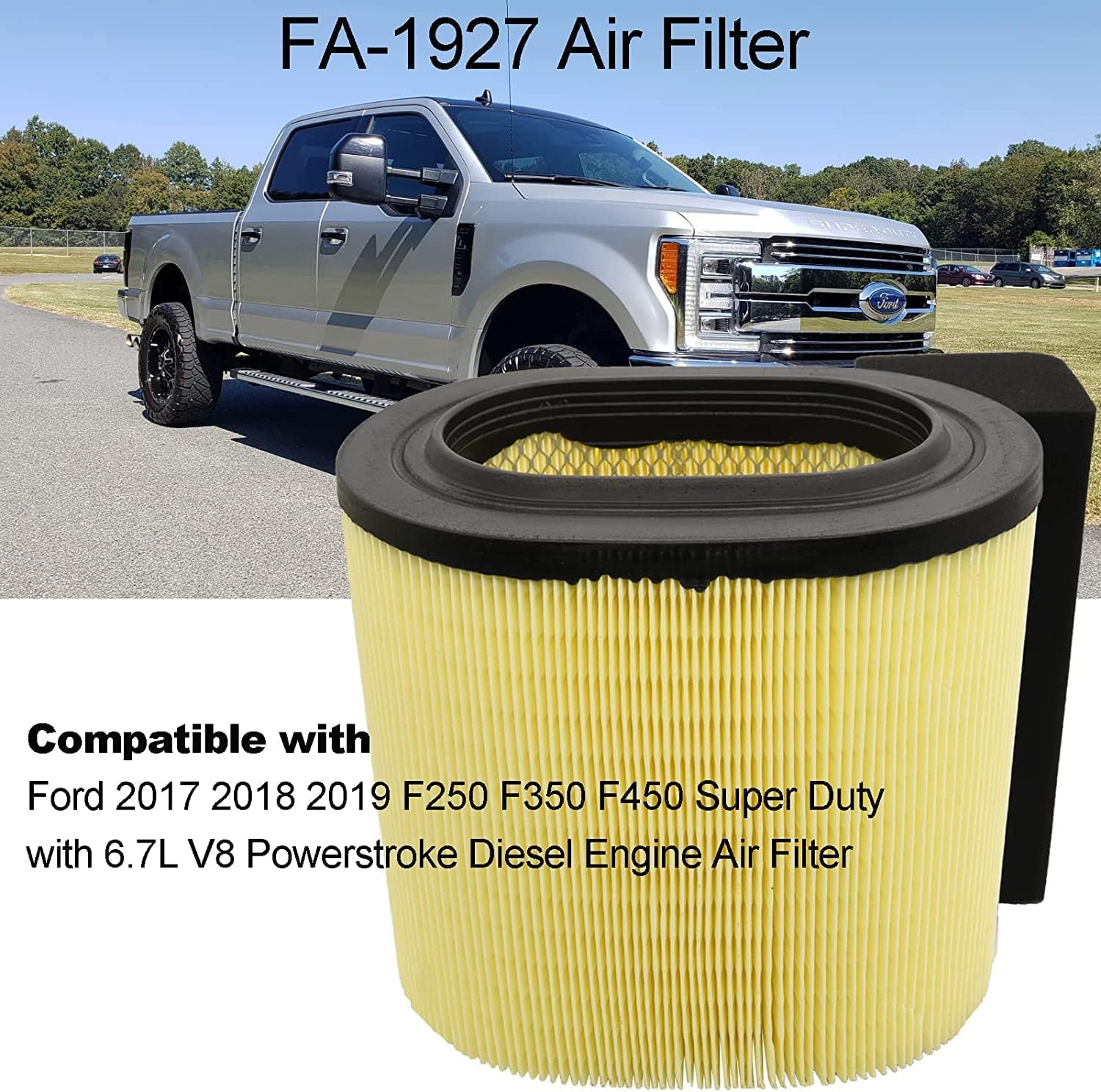 FA-1927 Air Filter Compatible with Motorcraft fa-1927 air filter Replacement for Ford 2017-2019 F250 F350 Air Filter with 6.7L V8 Diesel Engine, Replace HC3Z-9601-A FA1927 PA8219