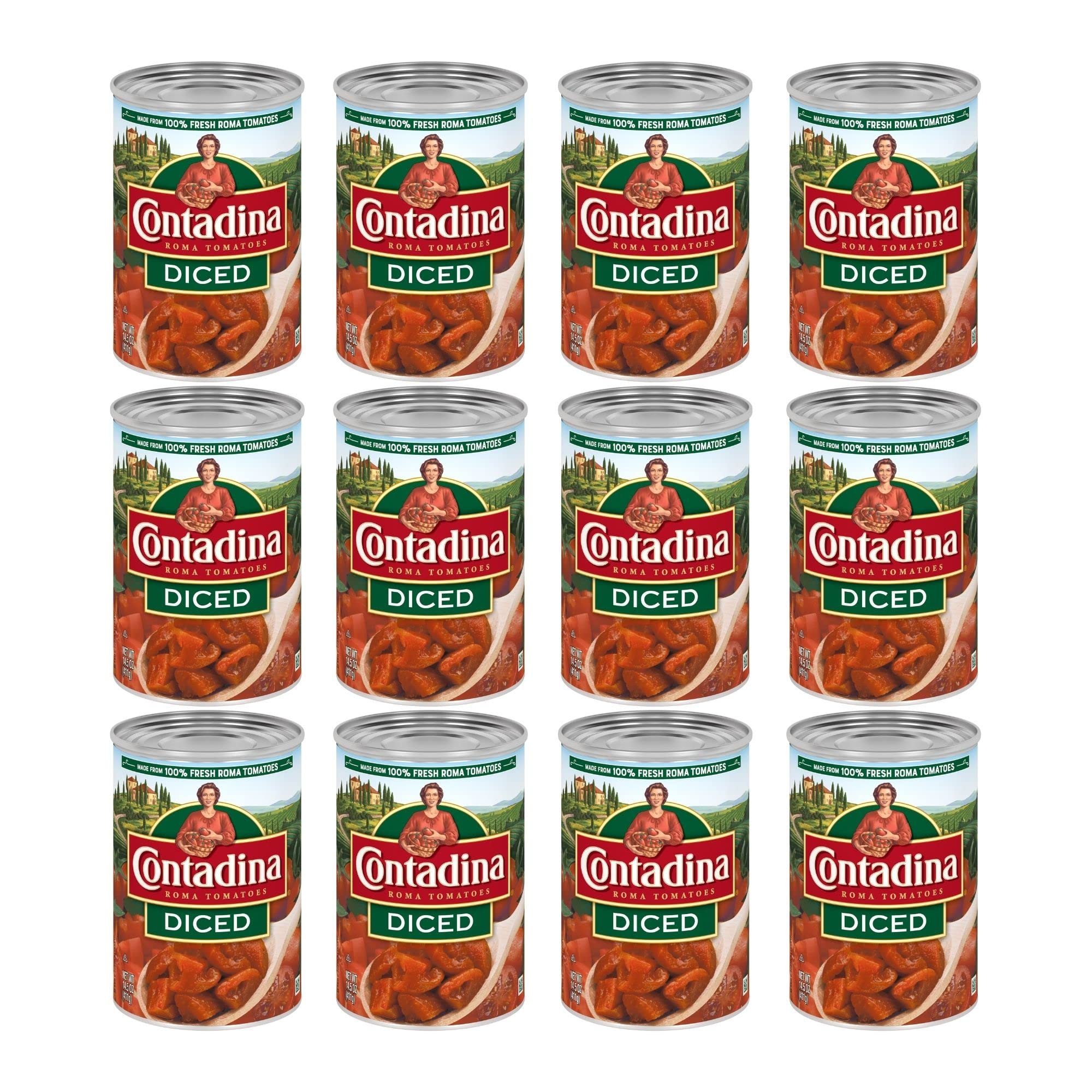 Contadina Diced Tomatoes, 14.5 oz (Pack of 12 Cans)