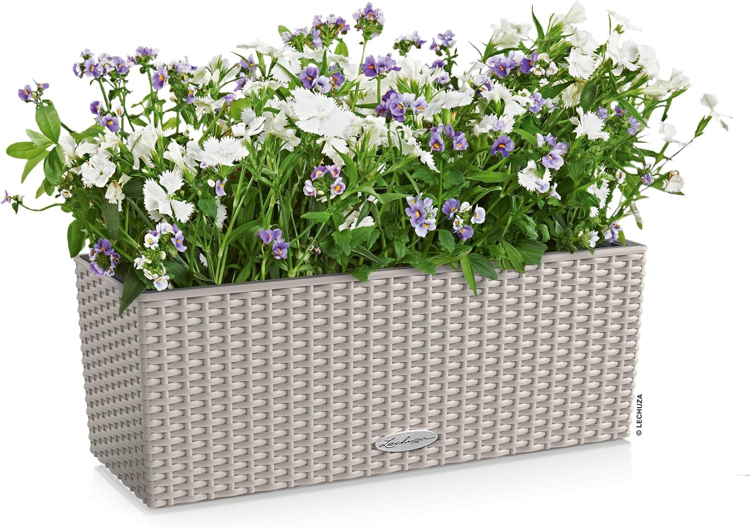 Lechuza BALCONERA Cottage 50 Sand Brown, Self-Watering Window Box (Railing Planter), H7.5 L19.7 W7.5 in