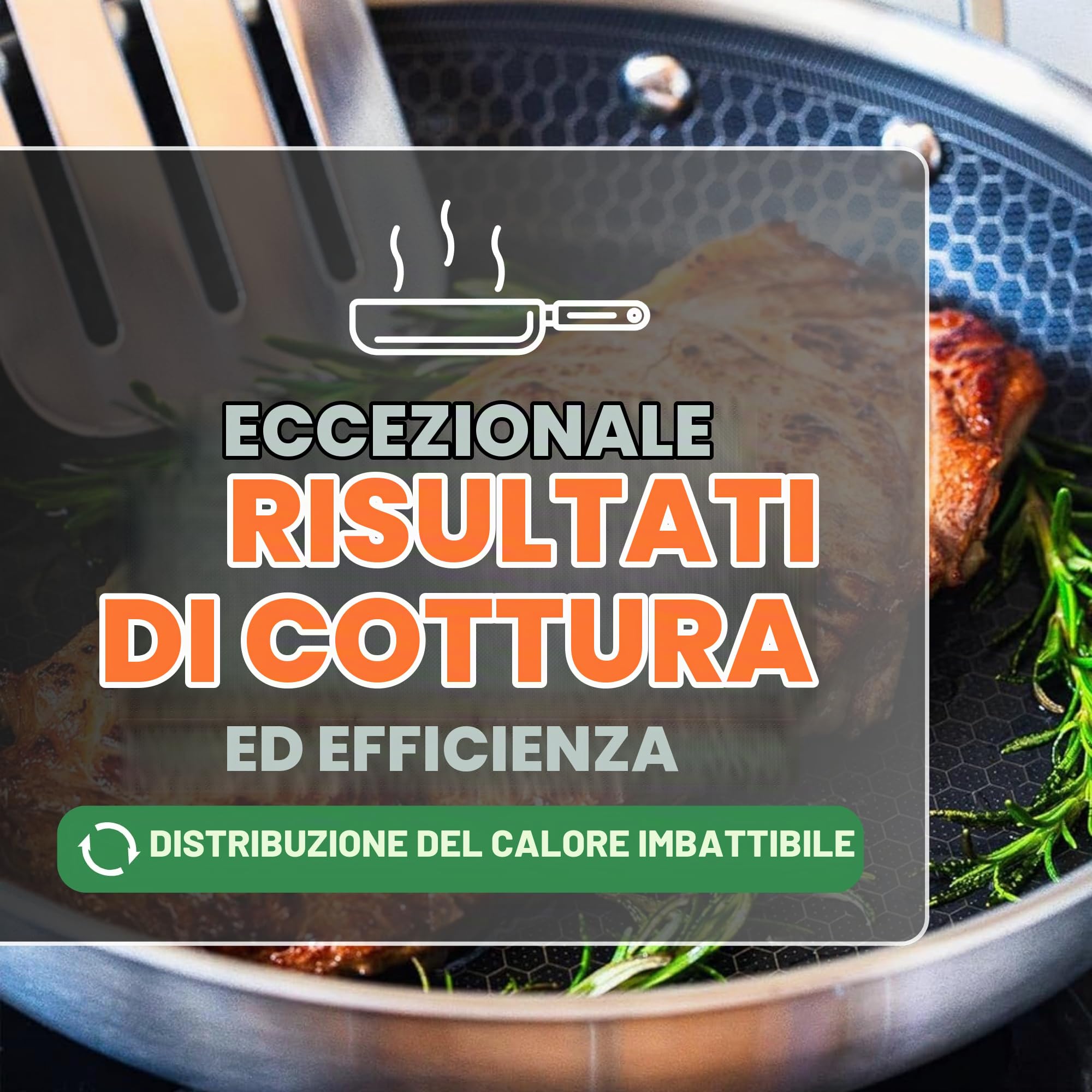 BRA Hybrid Cell | Padella 28 cm, Acciaio Inossidabile con Antiaderente Ceramico, senza PFAS, Hybrid Technology, Adatta per tutti i tipi di Piani Cottura, Inclusa Induzione
