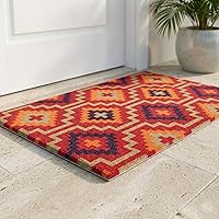 Vista 14 de Fab Habitat Felpudo extra grueso, tejido a mano, duradero, fibra de coco natural, entrada, puerta delantera, porche, patio, cursiva Hello azul