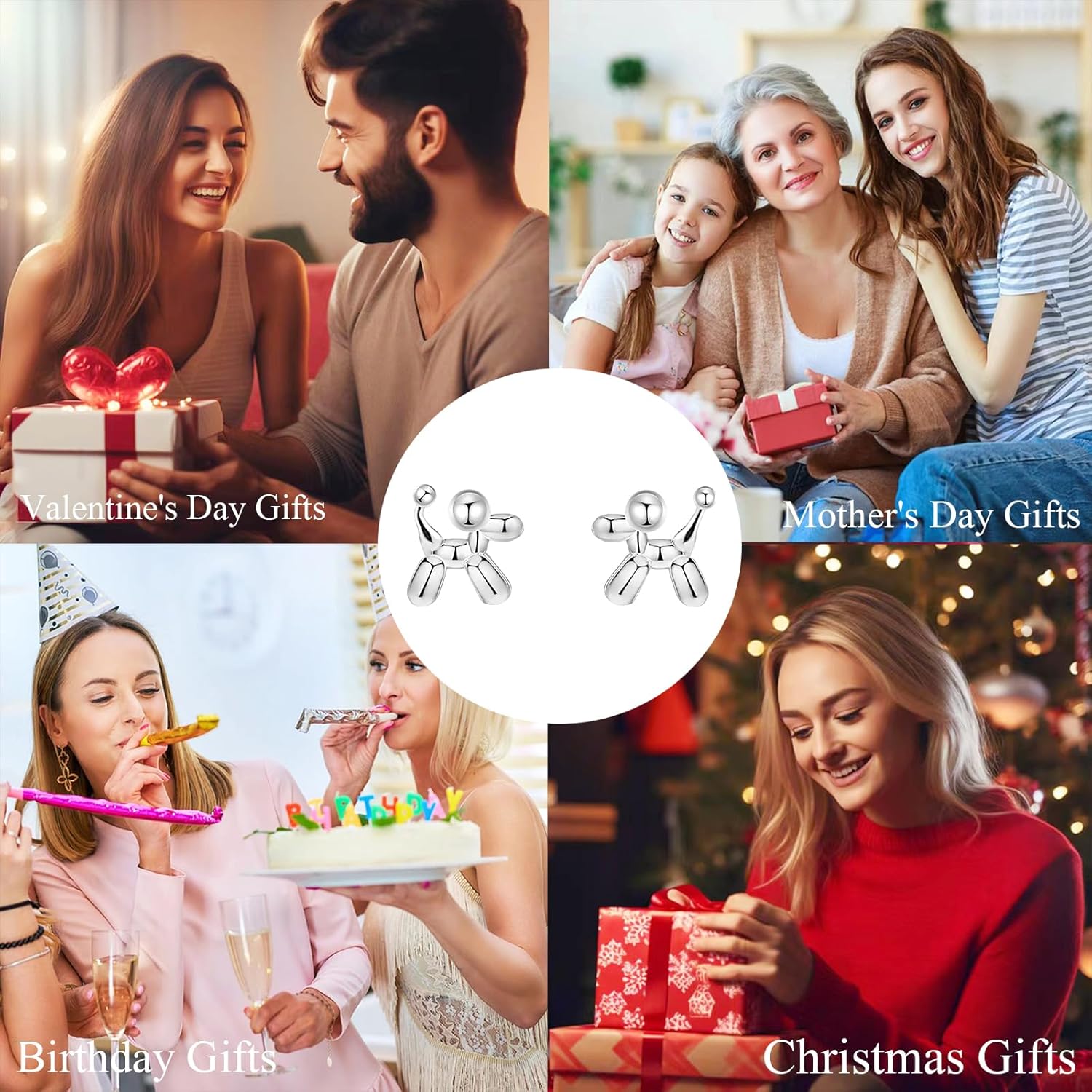 Tiny Balloon Dog Stud Earrings for Women Hypoallergenic Cute Push Back Small Studs Cartilage Tragus Post Dainty Minimalist Pet Animal Piercing Earring Birthday Jewelry Gifts - Image 6