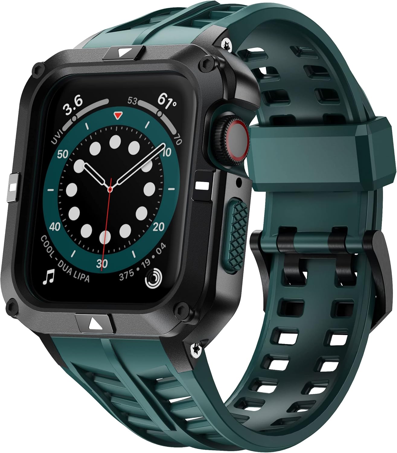 T-ENGINE Metal Case Compatible with Apple Watch Series 7/8/9 (45mm) for se Series 6/5/4 (44mm), One-Piece Metal Case with TPU Band for 45mm 44mm