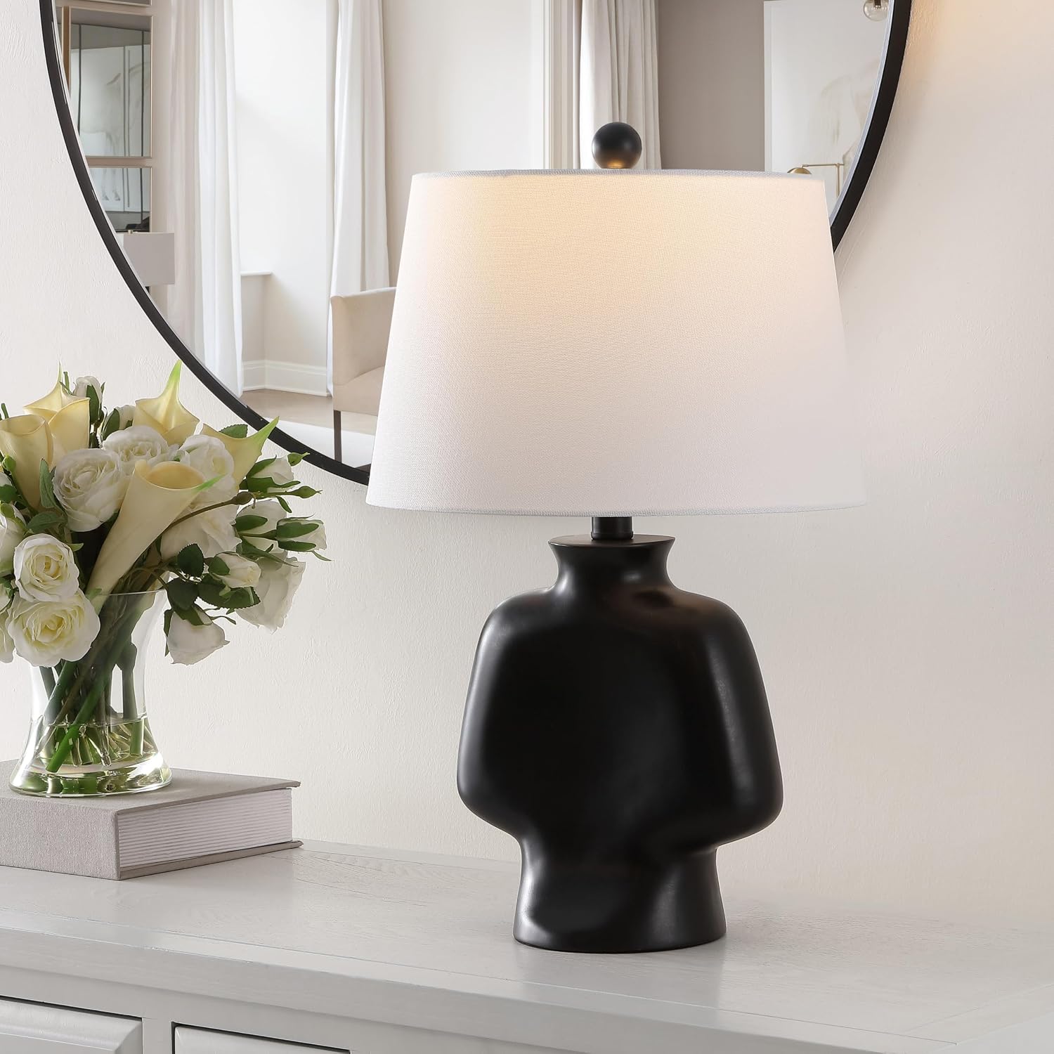 SAFAVIEH Lighting Collection Johari Black 20-inch Table Lamp (LED Bulb Included)