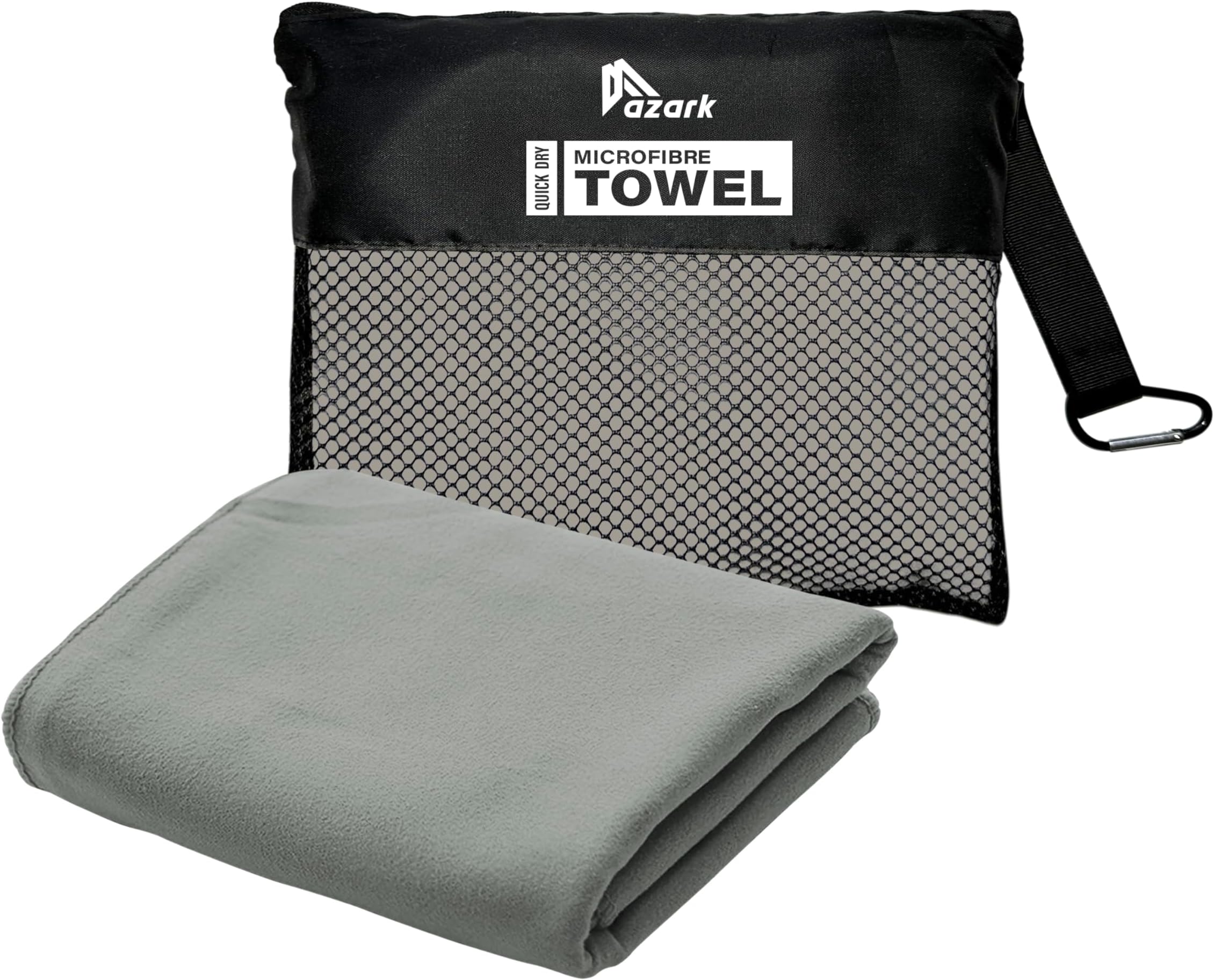 – Microfibre Towel – Quick Dry, Lightweight & Super Absorbent – Gym, Travel, Yoga, Camping & Beach – Soft & Durable – Multiple Sizes (Grey, XX Large)