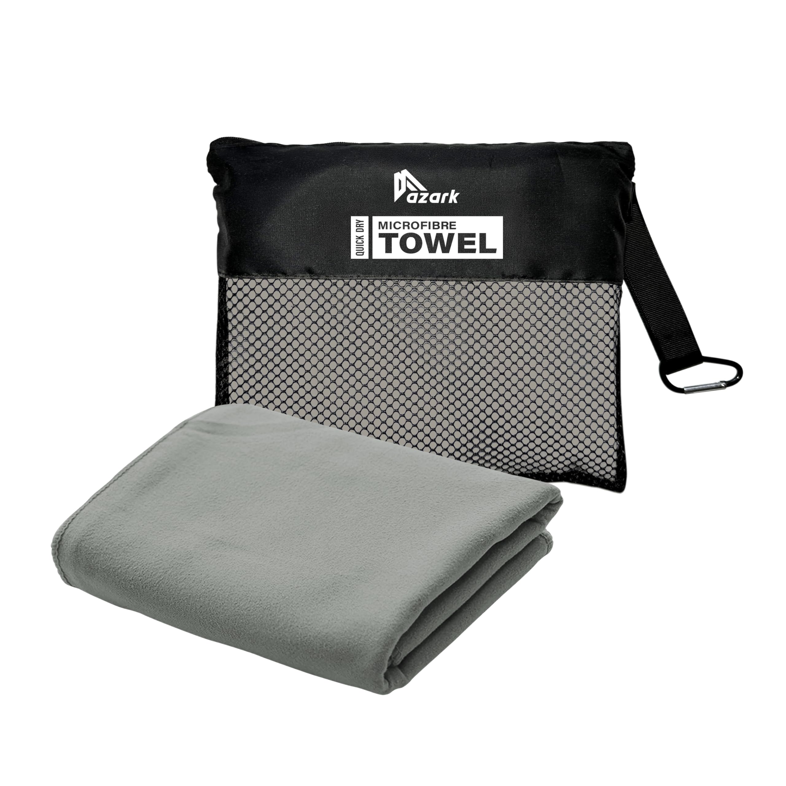 azark Microfibre Towel – Quick Dry, Lightweight & Super Absorbent – Gym, Travel, Yoga, Camping & Beach – Soft & Durable – Multiple Sizes (Grey, XX Large)
