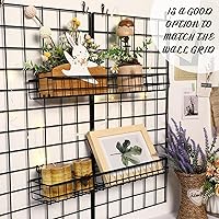 Vista 4 de Blulu 4 Pcs 15.75 x 3.94 x 1.97 Inch Metal Grid Wall Baskets with Hooks Grid Wall Shelves Hanging Wire Basket Multi Function Storage Organizer for