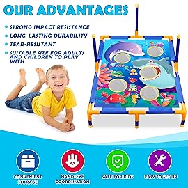 3-in-1 Bean Bag Toss Game Toy,Outdoor Toss Game with Stand for Ring Toss,Bean Bags & Balls, Family Party Supplies for Kids,Birthday for Boys,Toddlers Ages 3 4 5 6 Years Old