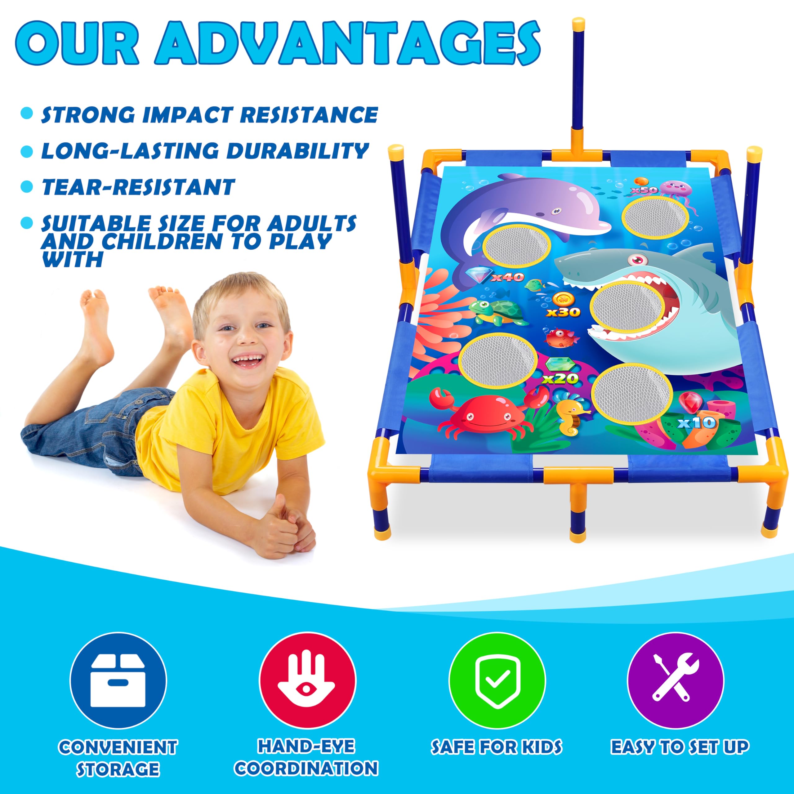 3-in-1 Bean Bag Toss Game Toy,Outdoor Toss Game with Stand for Ring Toss,Bean Bags & Balls, Family Party Supplies for Kids,Birthday for Boys,Toddlers Ages 3 4 5 6 Years Old