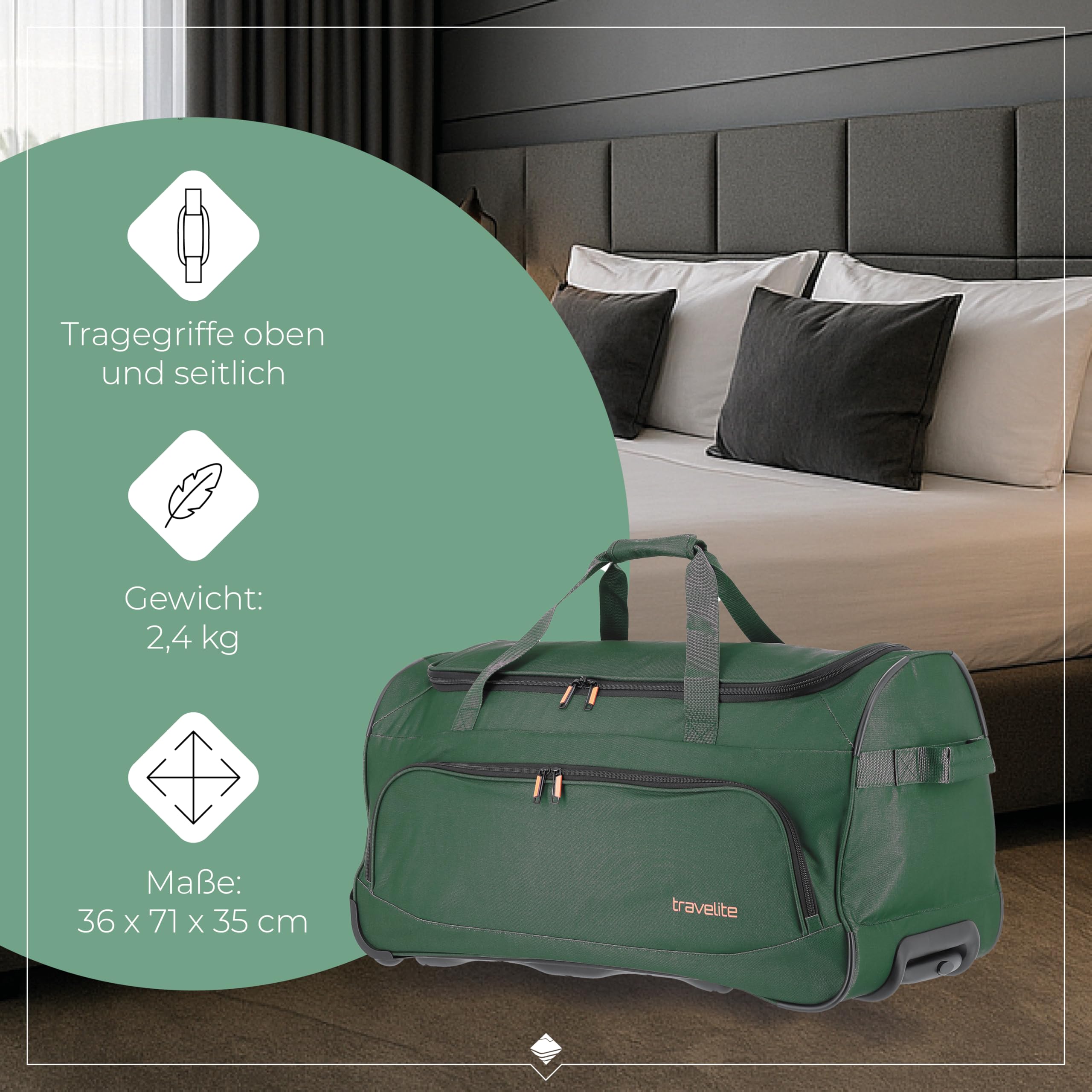travelite Trolley Reisetasche mit Rollen 71 cm 89 Liter Sporttasche Basics Fresh