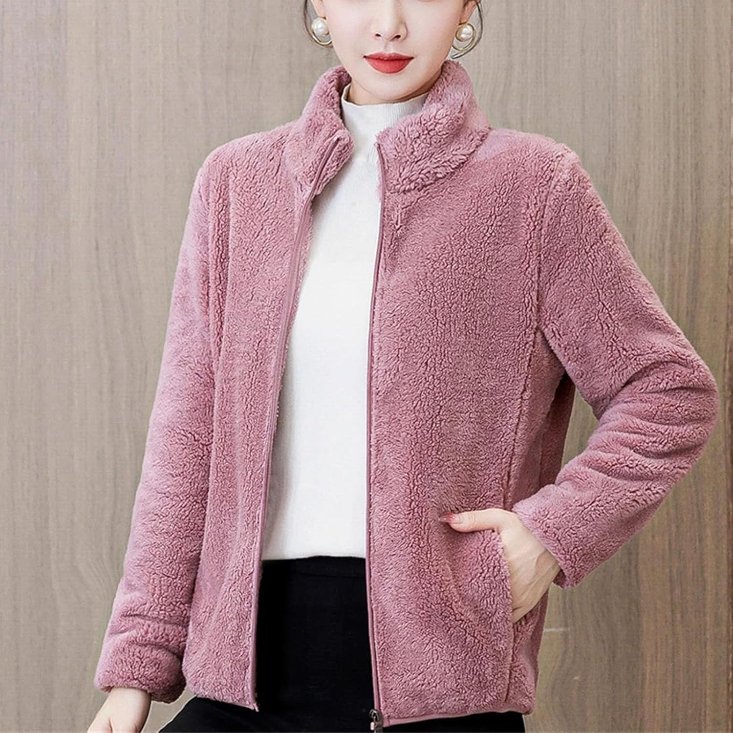 Women's Outdoor Jacket Velvet Trekking Hiking Thermal Polar Fleece Outerwear