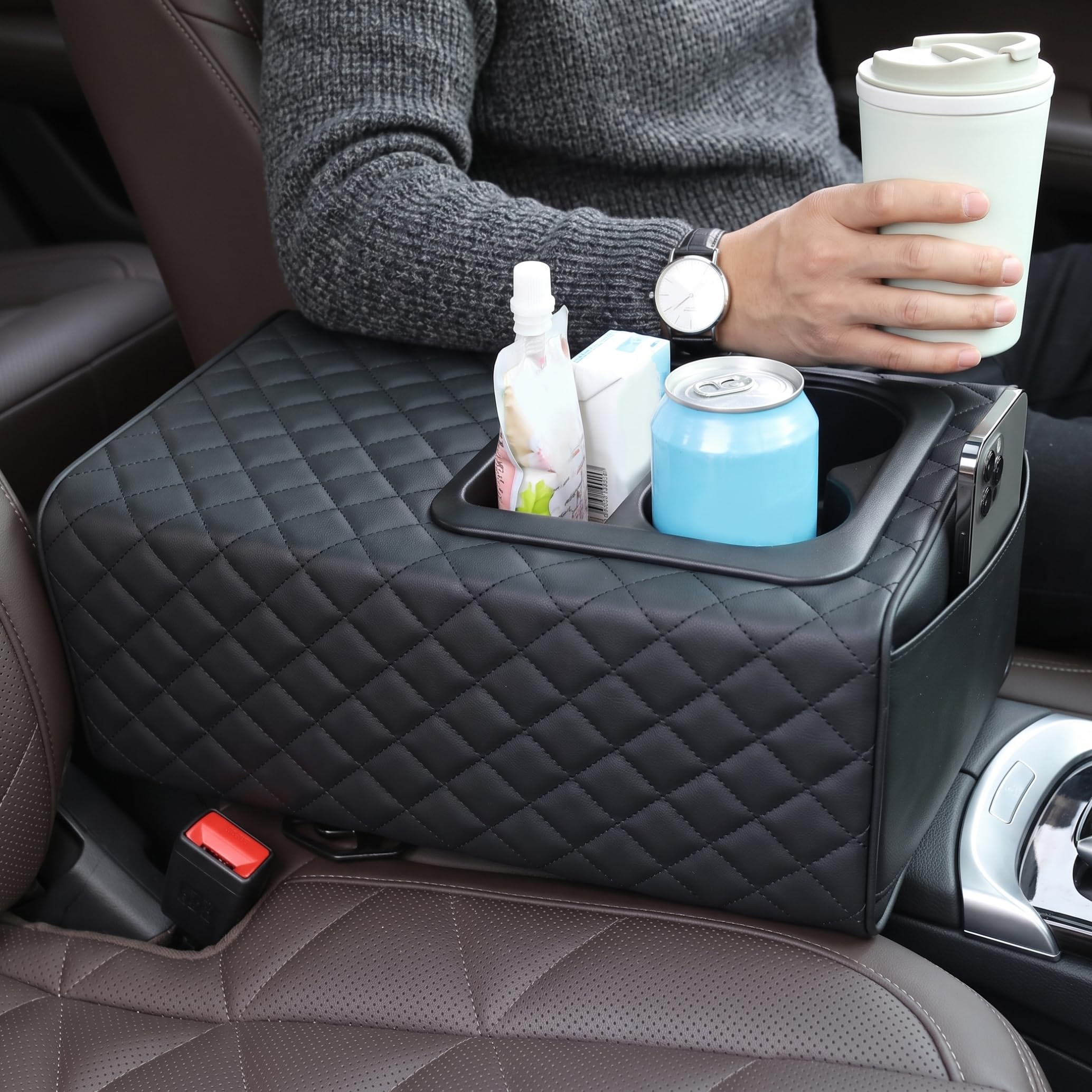 Portavasos para Consola Central con Copa Doble, Organizador para Asiento Trasero de Coche