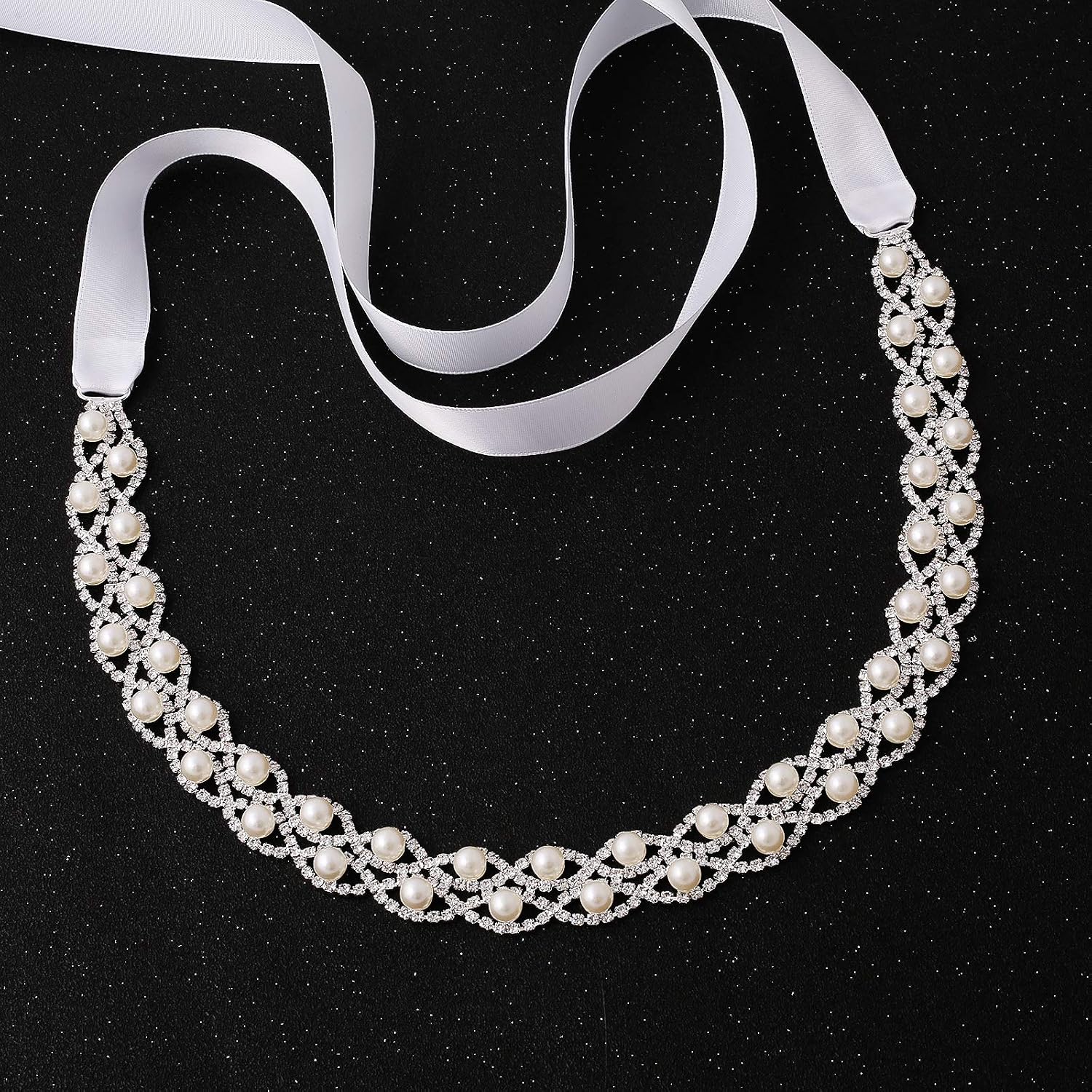 Crystal Wedding Belt Pearls Bridal Belt Handmade Rhinestone Wedding Dress Belt for Bride Bridesmaid Gowns